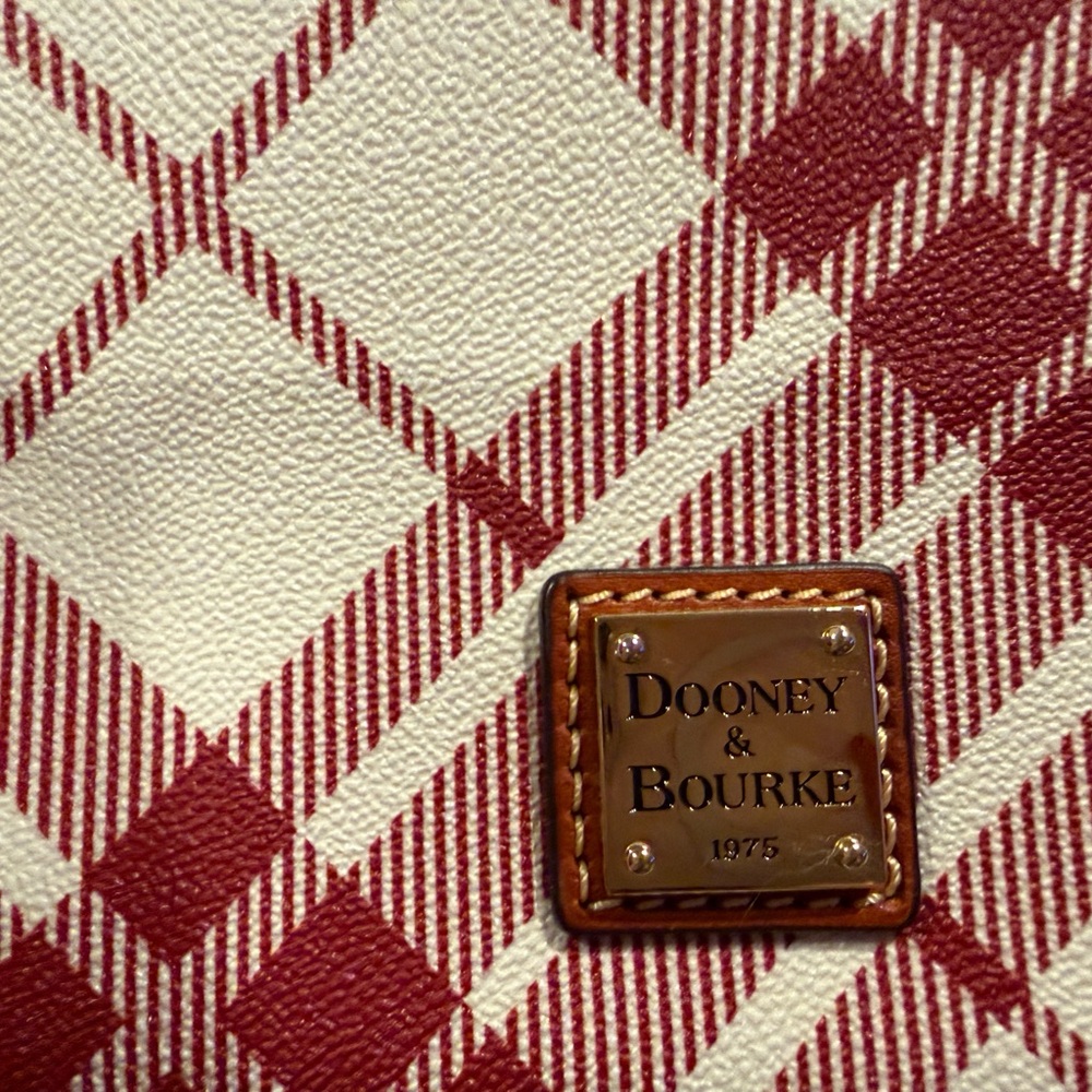 Dooney & Bourke Coated Cotton Brielle Tote in the Cranberry Plaid - Picture 11 of 11